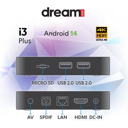 Dreamstar I3 Plus Android Tv Box | Android 14 | Ses Komut Desteği | 6k Ultra Hd