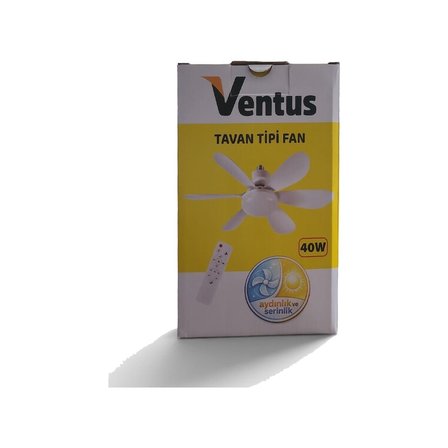 Ventus Sessiz Çalışma 6 Kanat ve Işıklı Uzaktan Kumandalı Tavan Tipi Vantilatör-Tavan Fanı 40W