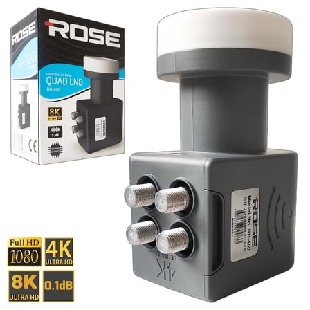 Rose RH-400 0.1db Quad 4 Çıkışlı Lnb Yüksek Performanslı Dayanıklı Tasarım
