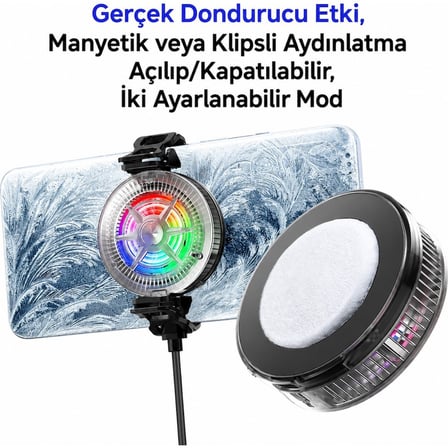 Hadron HDX4379 Manyetik Telefon Soğutucu Fan Rgb LED Siyah