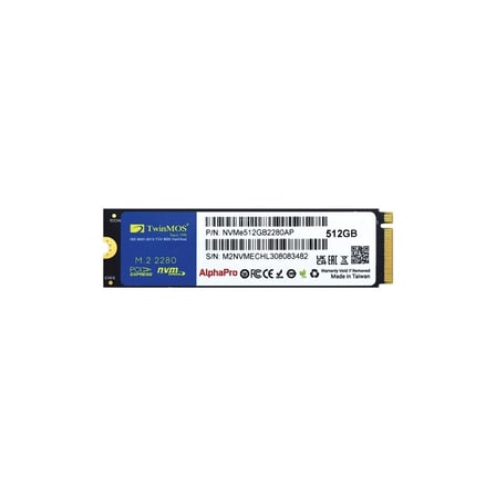 TwinMos 512GB M.2 PCIe Gen3 NVMe SSD (3600-3250Mb-s) NVME512GB2280AP TLC 3DNAND Ssd