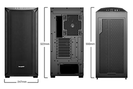 be quiet! SHADOW BASE 800 3x14cm Fanlı, Temperli Cam Yan ve Yüksek Hava Akışı Girişli Ön Panel, USB 3.2 Bilgisayar Kasası (BGW60)