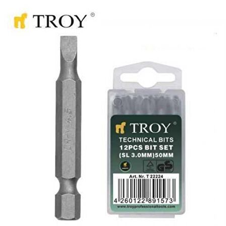 Troy 22226 Bits Uç Seti (Düz 4.5X50Mm. 12Adet)