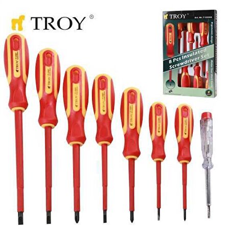 TROY 22306 İzoleli Tornavida Seti, 8 Parça