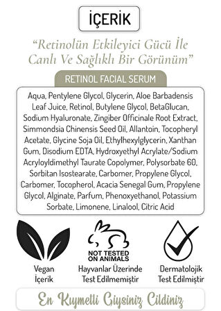 Elaine Perine %2 Retinol Serum Kırışıklık Önleyici Yaşlanma Karşıtı Aydınlatıcı Yenileyici Cilt Serumu 30ML