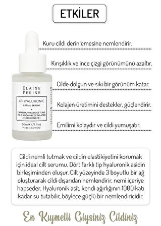 Elaine Perine Hyalüronik Asit Serumu İnce Çizgi Yoğun Nemlendirici Yaşlanma Karşıtı Serum 30ML