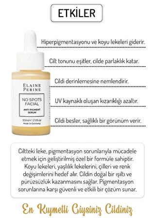 Elaine Perine Koyu Leke Karşıtı Aydınlatıcı Serum Cilt Tonu Eşitleyici Pigmentasyon Yaşlılık Lekesi Serumu 30ML
