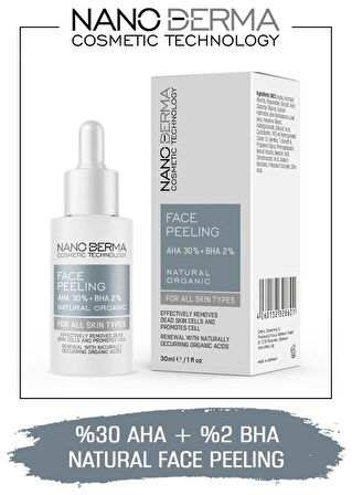 Nanoderma Face Peeling %30 Aha %2 Bha Cilt Tonu Eşitleyici Leke Karşıtı Yenileyici Kırmızı Peeling Serum 30ML