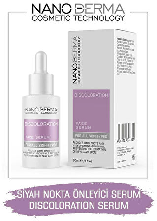 Nanoderma Siyah Nokta Serum Cilt Tonu Eşitleyici Leke Sivilce Gözenek Melanin Karşıtı Discoloration Serum 30ML