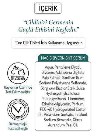 Nanoderma Gece Boyu Etkili Lifting Serumu Cilt Germe Sıkılaştırıcı Yaşlanma Karşıtı Magic Overnight Serum 30ML