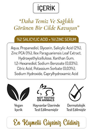 Elaine Perine Eğilimli Cilt Serumu Sebum Gözenek Siyah Nokta Karşıtı %2 Salisilik Asit + %1 Çinko Serum 30ML