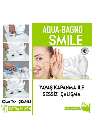 Aqua Bagno Smile Yavaş Kapanan Klozet Kapağı Duroplast