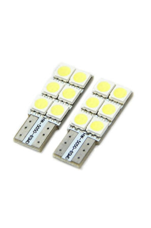 T10 Duy 6 Smd Dipsiz Yönsüz Led Oto Ampulü - Beyaz