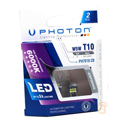 Photon PH7018CB Büyük Dipsiz Led Beyaz T10 W5W 18 Led 12V 2'li