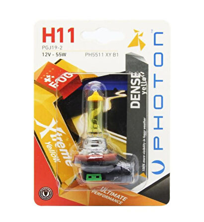 Photon H11 12V 55W XTREME YELLOW (TEKLİ BLİSTER) PH5511 XY B1