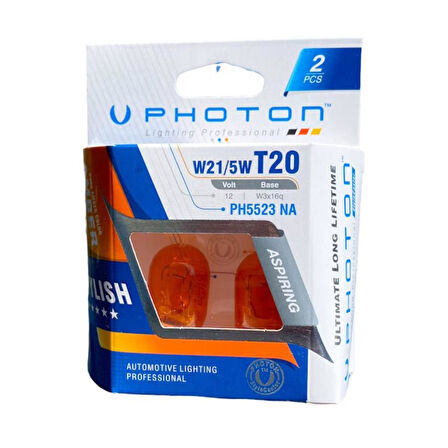 Photon T20 WY21/5W 12V ÇİFT DEVRE NATUREL AMBER BLİSTER AMBALAJ PH5523 NA B2