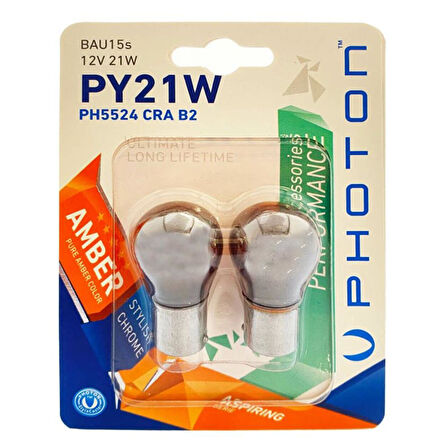 Photon P21W CHROME 12V 93 AMBER PH5524 CRA B2