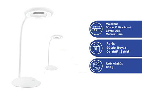 Wenko LED Masa Lambası 8x Büyüteç, Beyaz, 24 LED'li Lamba