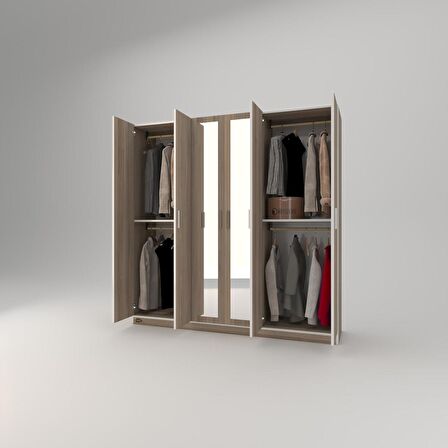 Kenzlife gardırop 6 kapaklı kapılı anemon 180*180*42 crd aynalı gardolap dolap