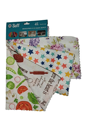4 lü Çiçek Sepeti Mikrofiber Temizlik Bezi (32*32 cm)