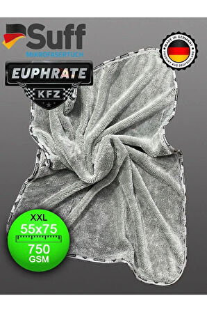 Euphrate Mikrofiber Oto Kurulama ve Temizlik Alman Tank Bezi 75x55 cm. Renk: Gri 750 GSM
