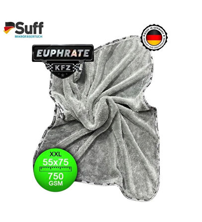 Euphrate Mikrofiber Oto Kurulama ve Temizlik Alman Tank Bezi 75x55 cm. Renk: Gri 750 GSM