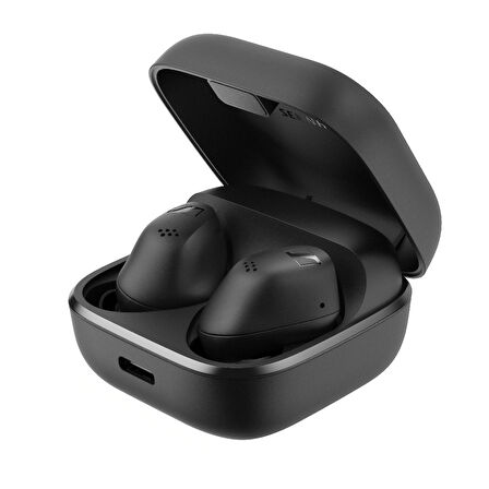 Sennheiser ACCENTUM True Wireless - Bluetooth 5.3, Hibrit Aktif Gürültü Engelleme (ANC), 7mm TrueResponse Sürücü, 28 Saat Toplam Pil Ömrü, IP54 Sertifikalı, aptX & LC3 Kodek Desteği, Kablosuz Kulak İçi Kulaklık - Siyah