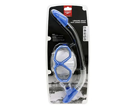 Speedo Au Dual Lenses Mask With Snrkl Blu/Blk Unisex Yüzücü Gözlüğü SOL25002C-TCBK Mavi
