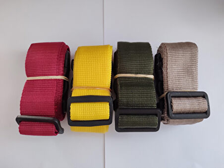Bordo, Sarı, Haki Yeşil Ve Bej Renk Valiz Kemeri 4 Cm toplam 4 Adet