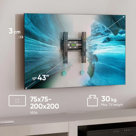 ONKRON FM1 Sabit TV ve Monitör Duvar Askı Aparatı (17" - 43" İnç / Max 30 kg / Su Terazili)