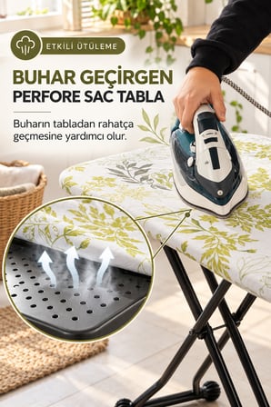 Porsima 10089 Katlanabilir Ütü Masası 33x110 Cm Beyaz Sarı - Kapı Arkası Askı Aparatlı Tabla