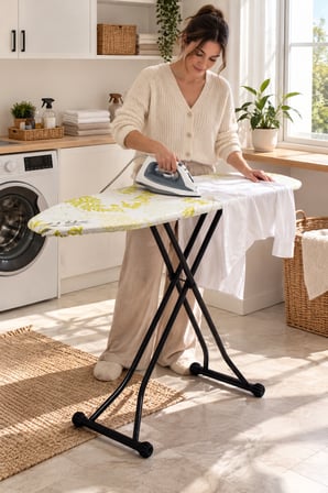 Porsima 10089 Katlanabilir Ütü Masası 33x110 Cm Beyaz Sarı - Kapı Arkası Askı Aparatlı Tabla