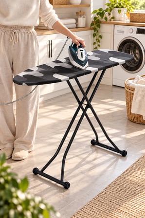 Porsima 10279 Katlanabilir Ütü Masası 33x110 Cm Siyah - Kapı Arkası Askı Aparatlı Perfore Tabla