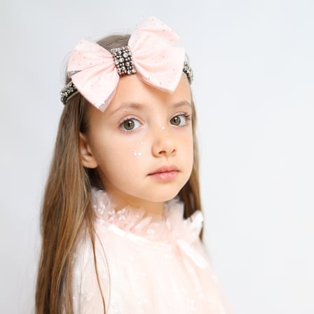 Billy Loves Audrey Lillian Taşlı Fiyonklu Kız Çocuk Tacı Pembe