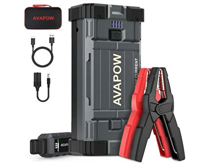 Avapow A28 23800mAh 3000A Zorla Çalıştırma İşlevli (2V'den Düşük Aküyü Çalıştıran) Jump Starter Taşınabilir Akü Takviye Kiti (Powerbank + LED Işık)