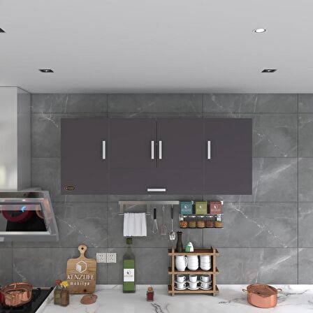 Kenzlife hazır mutfak acus32 gri 060*150*32 mutfak banyo dolabı kapaklı raflı