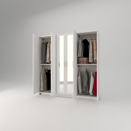 Kenzlife gardırop 6 kapaklı kapılı anemon 180*180*42 byz aynalı gardolap dolap