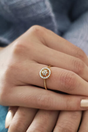 Sarı Altın Altın Taşlı Spor Yüzük