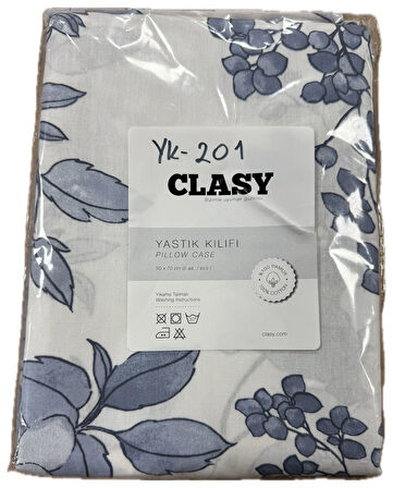 Clasy Ranforce 2 Adet Yastık Kılıfı Çiçekli Desenli Mavi