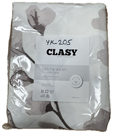 Clasy Ranforce 2 Adet Yastık Kılıfı Beyaz Kahve Çiçekli 
