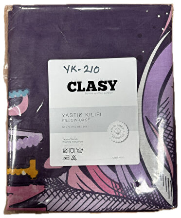Clasy Ranforce 2 Adet Yastık Kılıfı Unicorn Desenli Çocuk Desen Mor 