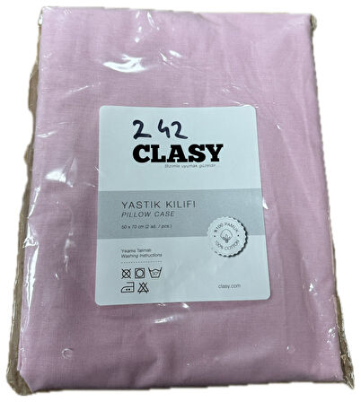 Clasy Ranforce 2 Adet Yastık Kılıfı Düz Renk Açık Pembe