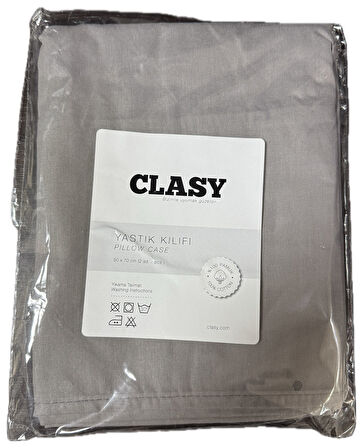 Clasy Ranforce 2 Adet Yastık Kılıfı Düz Gri Renk