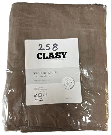 Clasy Ranforce %100 Pamuk 2 Adet Yastık Kılıfı Düz Kahverengi