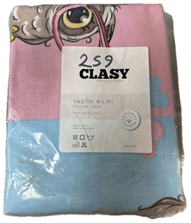 Clasy Ranforce %100 Pamuk 2 Adet Yastık Kılıfı Genç/Çocuk Baykuş Desenli Pembe-Mavi