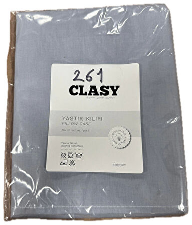 Clasy Ranforce %100 Pamuk 2 Adet Yastık Kılıfı Düz Açık Mavi