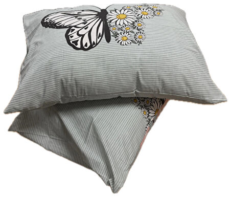 Clasy Ranforce %100 Pamuk 2 Adet Yastık Kılıfı Yeşil Çiçekli