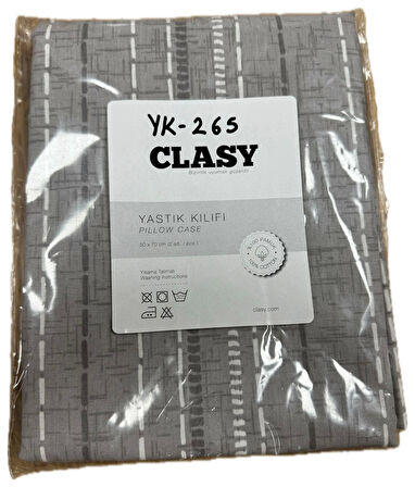 Clasy Ranforce %100 Pamuk 2 Adet Yastık Kılıfı Çiçekli Gri
