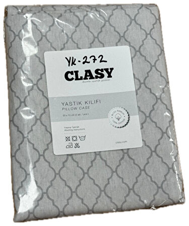 Clasy Ranforce %100 Pamuk 2 Adet Yastık Kılıfı Çizgili Desenli Gri