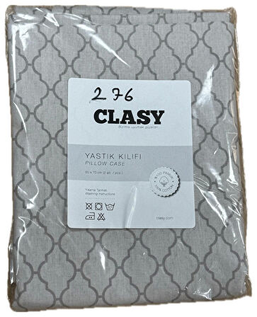 Clasy Ranforce %100 Pamuk 2 Adet Yastık Kılıfı Çizgili Desenli Gri